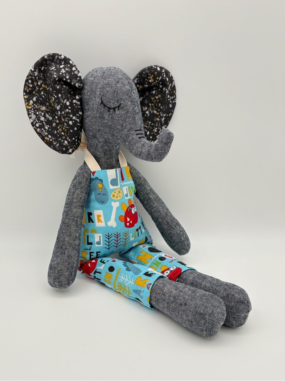 Maddy & Buster Linen Elephant Doll Hand Crafted Canada